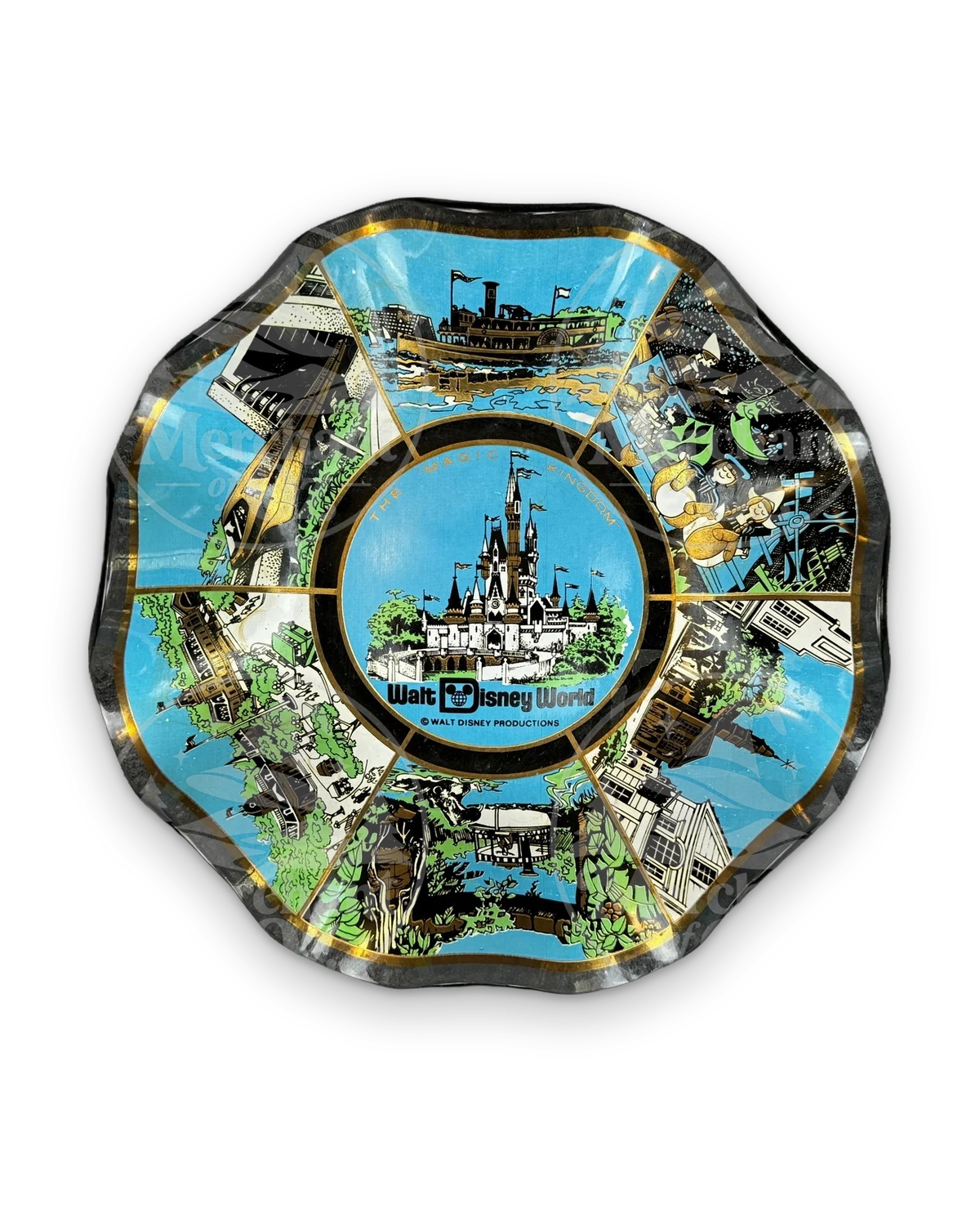 Vintage Walt Disney World Magic Kingdom Glass Souvenir Dish